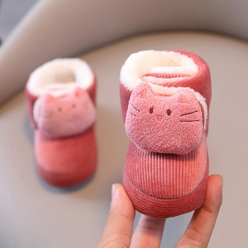Winter New Cute Cartoon Baby Booties Boy Girl Boots Cotton Soft-Sole Non-Slip Warm Toddler First Walkers Infant Crib Shoes