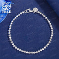 Christmas gifts charm 925 Sterling Bracelet 4MM beads chain 16-23cm for woman Popular brands jewelry fashion Wedding party