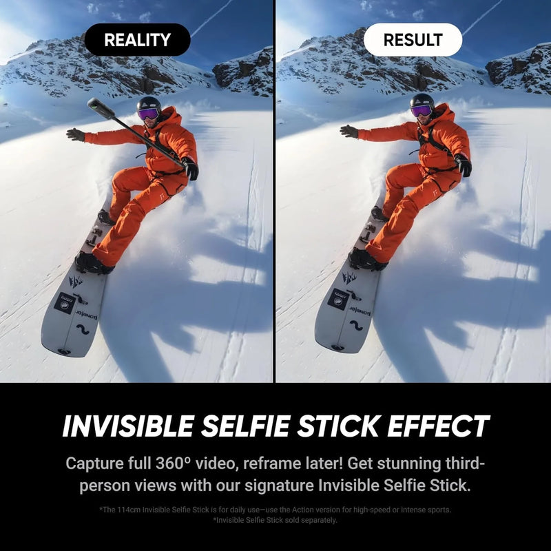 Insta360 X5 Action Camera Waterproof 8K 30fps Replaceable Lenses Triple AI Chip Superior Low Light 185 Mins Run Life