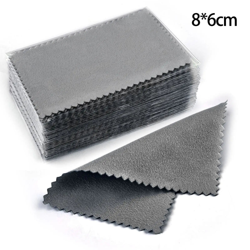 50pcs 10x6.3cm/10x6cm/8x6cm Silver Clean Polishing Cloth Soft Clean Wipe Wiping Cloth For Necklaces Rings Jewelry Clean Tools