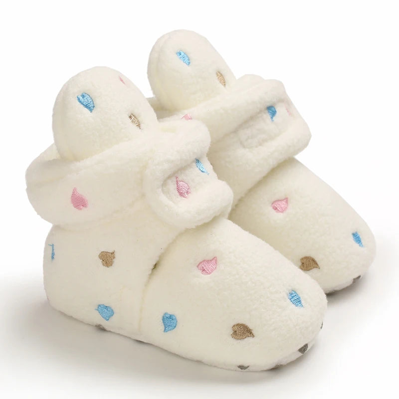 2022 Baby Autumn Winter Boots Baby Girl Boys Winter Warm Shoes Solid Fashion Toddler Fuzzy Balls First Walkers Kid Shoes 0-18M