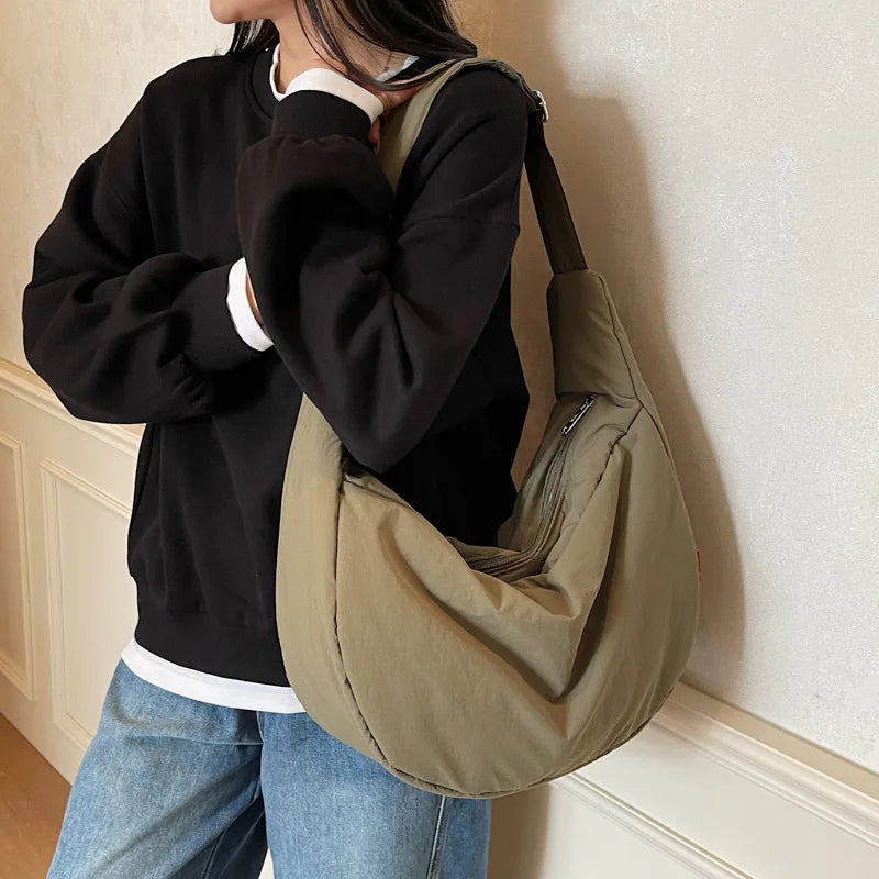 Fashion Large Capacity Hobo Bags for Women Textured Casual Crossbody Tote Bag Casual Commuter Versatile and Simple Shoulder Bag