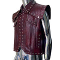 Nerazzurri Summer Autumn Short Distressed Vintage Studded Pu Leather Sleeveless Jacket Men Punk Style Menswear  Clothes Vest
