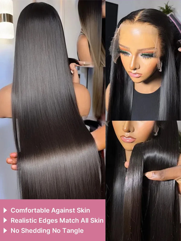 40 46 50 Inch Human Hair Wigs 13x6 HD Bone Straight Lace Frontal Wigs 100% Virgin Hair 300 High Density Transparent Lace 13x4 360 Full Silky Hair Lace Front Wigs For Women Preplucked