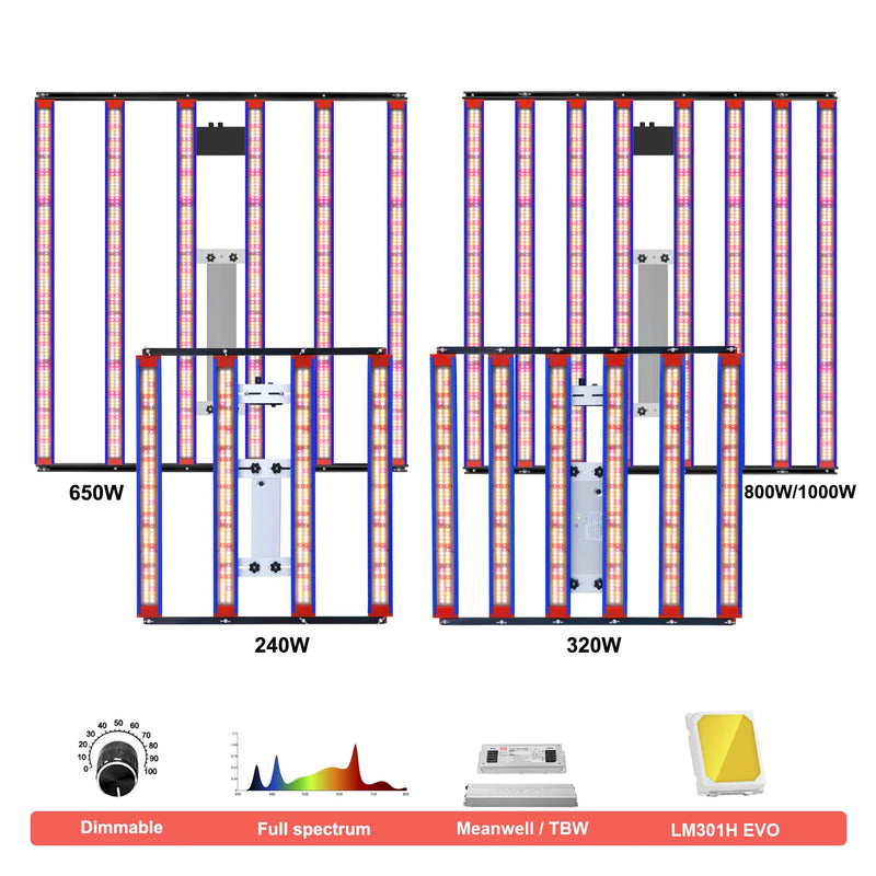 1000W LM301H EVO 650W Full Spectrum LED Grow Light Bar UV IR Turn on/off For Indoor Flower Tent Plant Growth Phyto Lamp