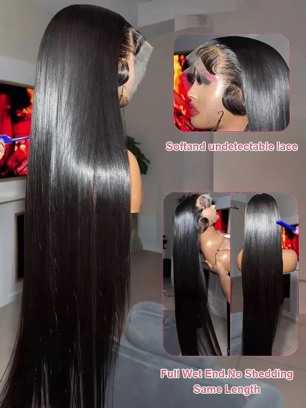 40 46 50 Inch Human Hair Wigs 13x6 HD Bone Straight Lace Frontal Wigs 100% Virgin Hair 300 High Density Transparent Lace 13x4 360 Full Silky Hair Lace Front Wigs For Women Preplucked