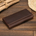 Men's Vintage Crazy Horse Leather Chain Wallet Genuine Leather Bifold Long Wallet Snap Card Holder Purse Zipper Coin Rfid Pocket