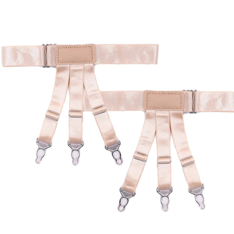 Hot Sell Classic Black Men Shirt Stays Belt With Non-slip Locking Clips Keep Shirt Tucked Leg Thigh Suspender Business Accessory