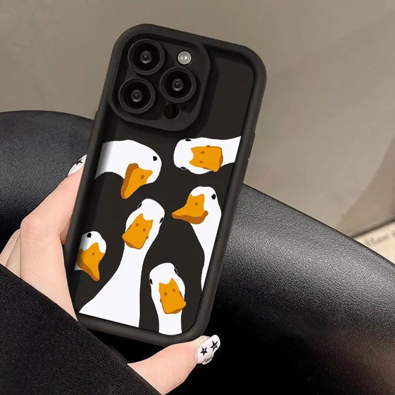 Funny Cartoon Duck Phone Case For iPhone 16 e 15 14 13 12 11 Pro Max Plus Mini X XS XR SE 2020 2022 Funda Coque