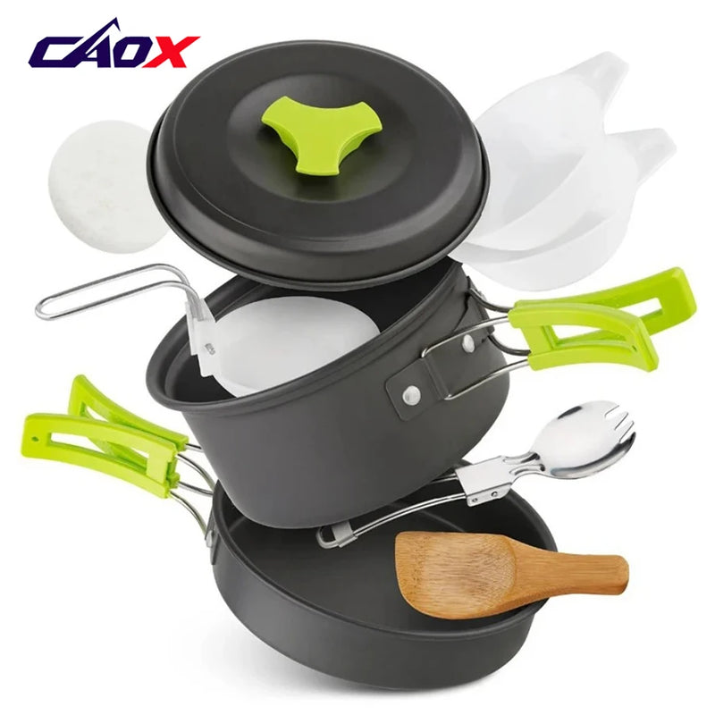 CAOX Amping Cookware Set Backpacker's Cooking Set: Portable, Durable Outdoor Cookware with Tableware and Handy Storage Bag