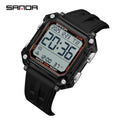 SANDA Quality Brand Military Digital Wristwatch For Men Led Display Complete Stopwatch Waterproof Daily Electronic Male 6377