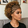 13x4 Lace Front Braided Top Curly Human Hair Wig for Women 180% Density Pre Plucked Natural Hairline Wig