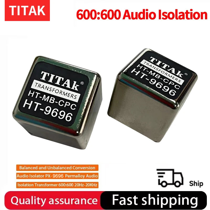 HT-9696 Permalloy Audio Signal Transformer Balanced and Unbalanced Conversion Audio Isolator 600:600 20Hz-20KHz Balanced To RCA