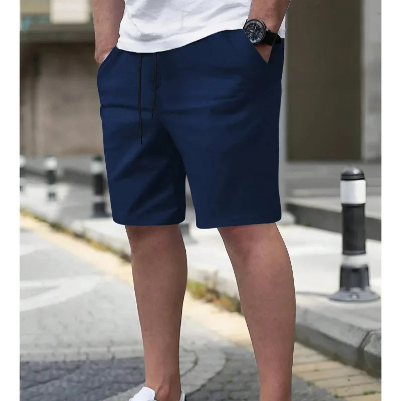 Men's Simple Solid Color Drawstring Belt Shorts, Casual | SAMAG