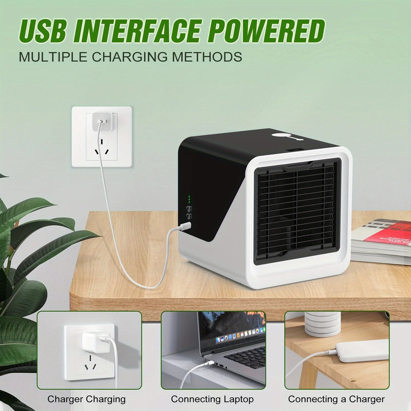 Portable Air Conditioners, USB Personal Mini Air Conditioner with 3-Speed, Evaporative Air Cooler with Touch Screen, Portable Ac Unit Fan for Room, Tent, Bedroom, Car, RV, And Camping