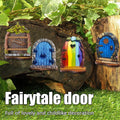 Garden Decor Fairy Door, Yard Tree Decor Wooden Miniature Dwarf Fairy Door Cute Outdoor Landscape Ornament Home Garden Art