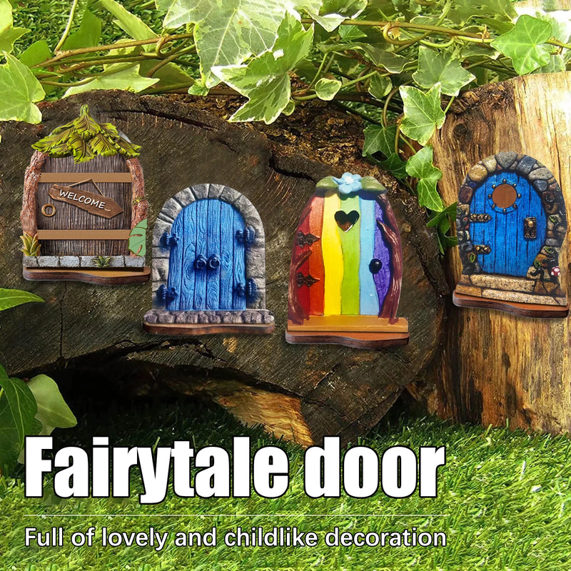 Garden Decor Fairy Door, Yard Tree Decor Wooden Miniature Dwarf Fairy Door Cute Outdoor Landscape Ornament Home Garden Art