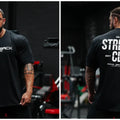 STRENGTH CLUB Oversized Loose Running T-Shirts Mens Gym Fitness Sports Half Sleeve T Shirt Training Bodybuilding Clothing Tee