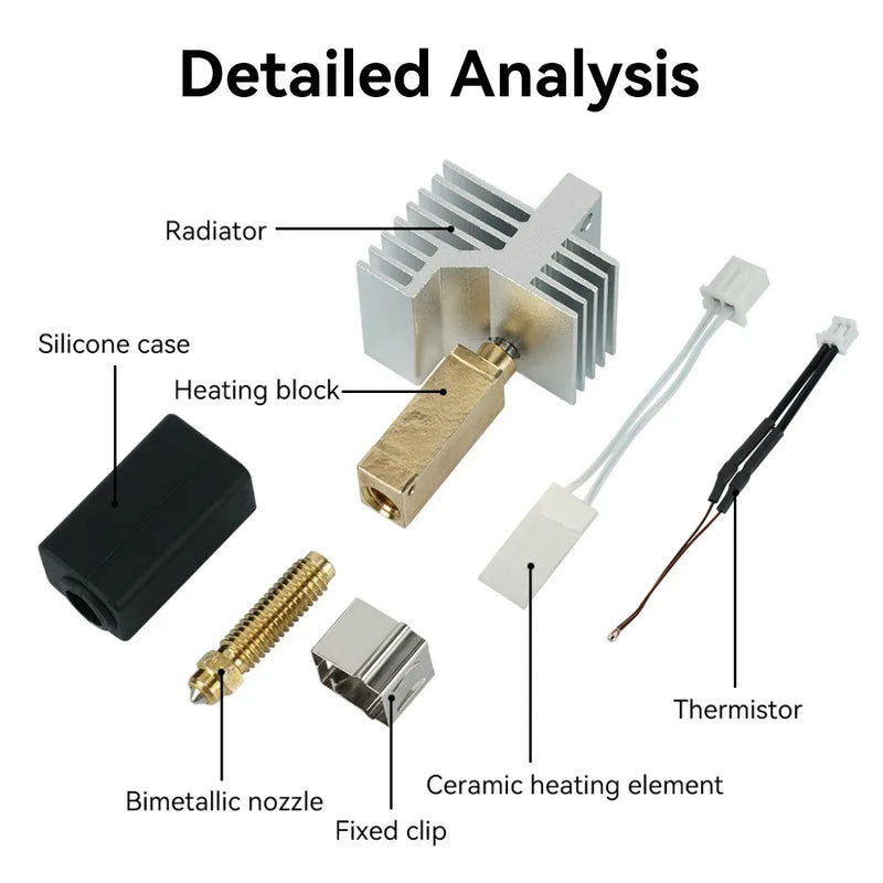 For Elegoo Centauri Carbon Ceramic Heating Tube Thermistor 24V 60W Hotend Silicone Sock Cover 3D Printer Parts Accessories