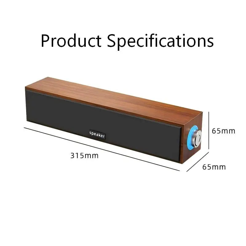 6W Wired & Bluetooth Soundbar E3090 Home Desktop Computer Speakers Dual-Speaker System Subwoofer Sound Hole USB Port 3.5mm Audio