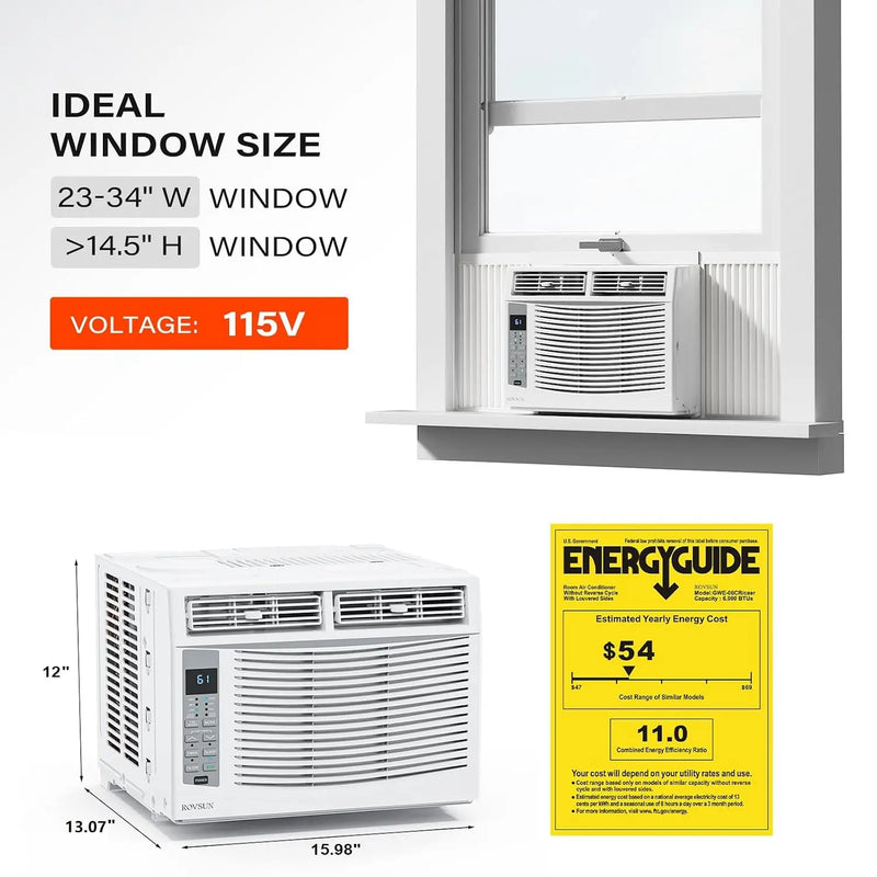 6000 BTU Smart Window AC with WiFi, Remote & App Control, Energy Saving & Timer, Custom