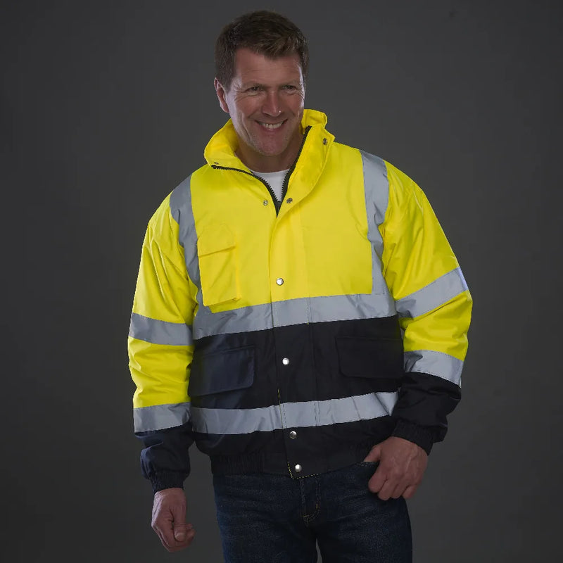 High Visibility Reflective Witnter Jacket Men Waterproof Thickened Safety Coat for Outdoor Work Hi Vis Workwear Bomber Jacket