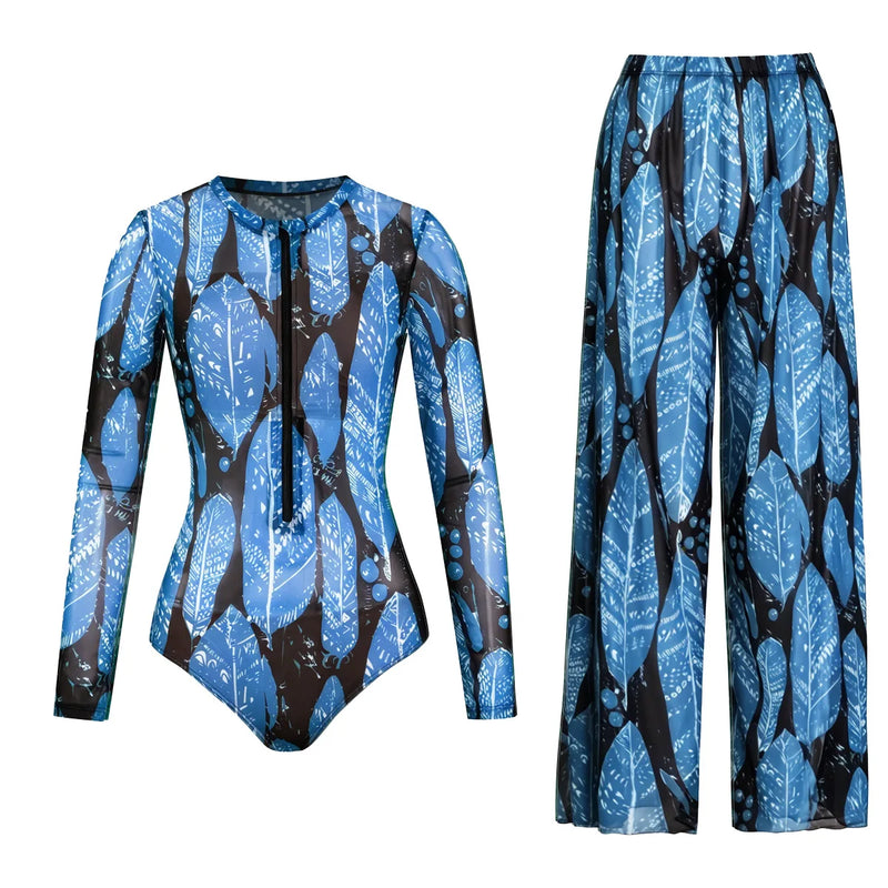 Women's Long Sleeve Swimwear Sunscreen One Piece Swimsuit | SAMAG