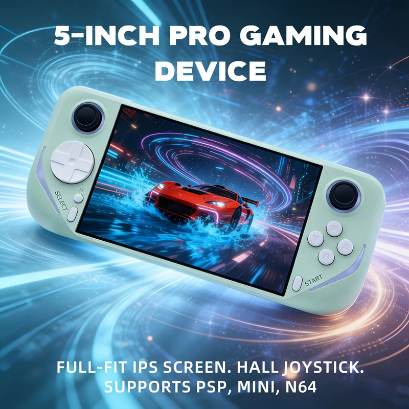 E6 Handheld Game Console — Portable Open-Source Linux System, 5-inch HD IPS Screen, Retro Gaming Device, Ergonomic Grip Design