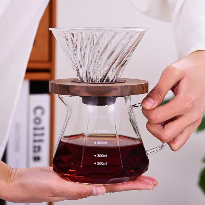 Glass Drip Coffee Maker,Diamond Design Glass Dripper and Filter Holder Manual Coffee Brewer for Home and Office