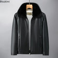 Autumn Winter New Men's Thickened Leather Jackets Fashion Solid Plush PU Leather Coats High Quality Men Warm Windbreaker Jackets