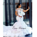 Customized Organza Ruffles Train Africa Wedding Dresses - View 2 | SAMAG
