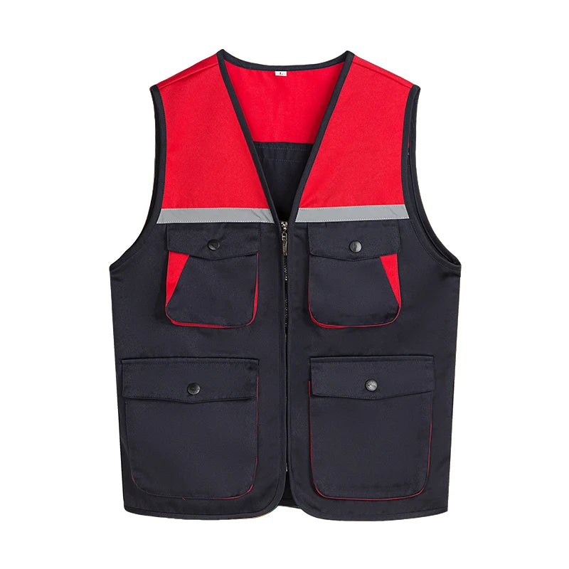 Men's Outdoor Vest Hiking Fishing Hunting Photography Multi-Pockets Multi-Function Maintenance Worker Waistcoat Print Logo