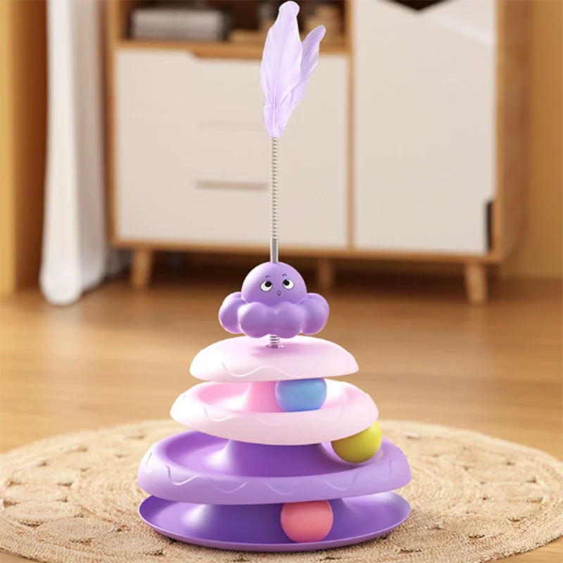 Pet Three-layer ball cat Turntable Octopus-shaped teasing cat stick to relieve boredom toys Fun Puzzle Game pet supplies
