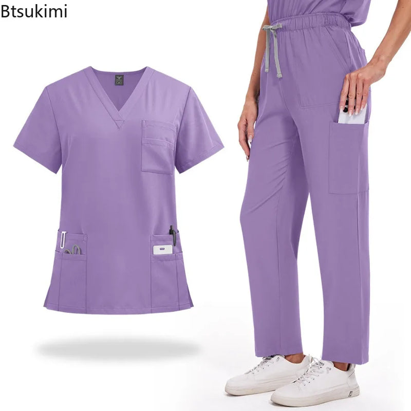 Summer Short Sleeved Hospital Doctor Uniforms Spa Uniforms Dental Clinic Medical Scrubs Suits Pet Grooming Veterinary Nurse Sets