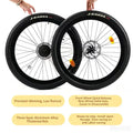 MTB Triple-Layer Alloy Wheelset, Disc Brake, QR, 7-9 Speed, 20/22/24/26/27.5", 2.125" Tires & Brake Pads, Ready-to-Ride