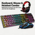 Gaming Keyboard Mouse Headset Combo Wired 3.5mm Red Gaming Headphones Set for PC Laptop PS4 Xbox Gaming Setup Back to School Student Gamer Gift
