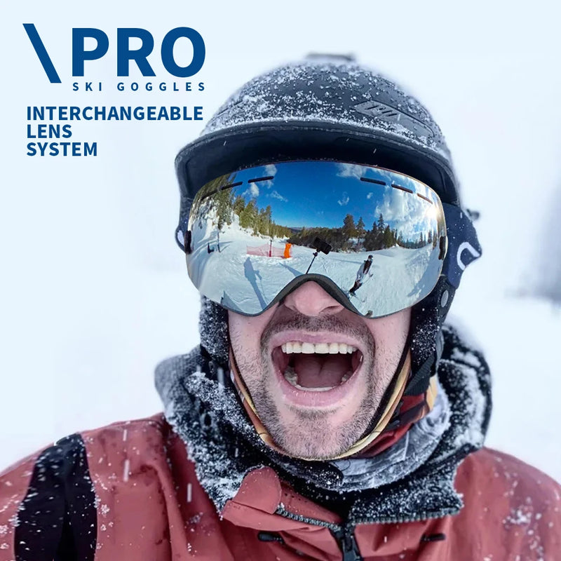 Ski Goggles Anti-fog Double Layers UV400 Big Glasses | SAMAG