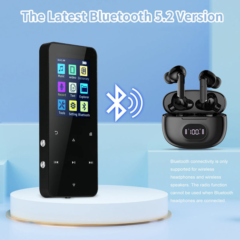 Portable MP3 Player 16G+128G, Bluetooth HiFi Sound Music Player with FM Radio Speaker Recorder
