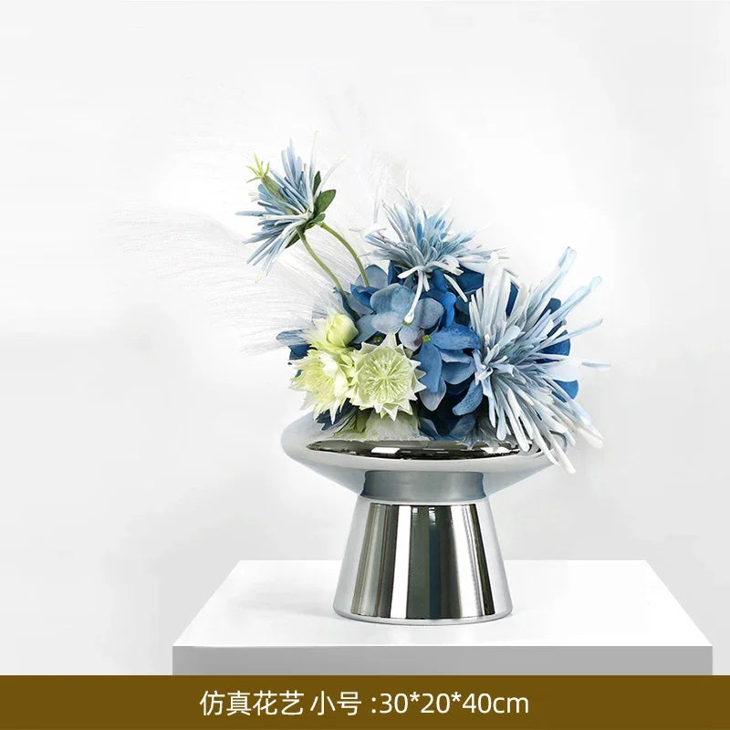 Elegant Artificial Flower Vase Set Home Office Decor Flower Arrangements Model Room Display
