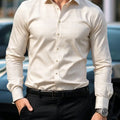 Men's dark plaid long sleeved shirt slim fit European | SAMAG
