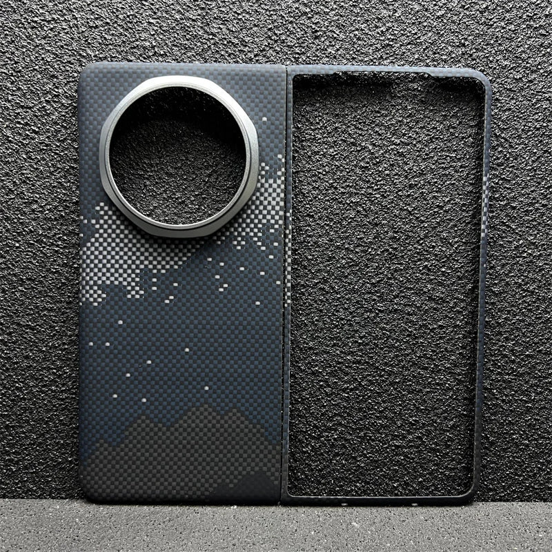 Suitable for Honor Magic V5 Mobile Phone Case, Thin Kevlar Aramid Fiber Magic V5 Carbon Fiber Protective Case, Center Shaft Full-Coverage