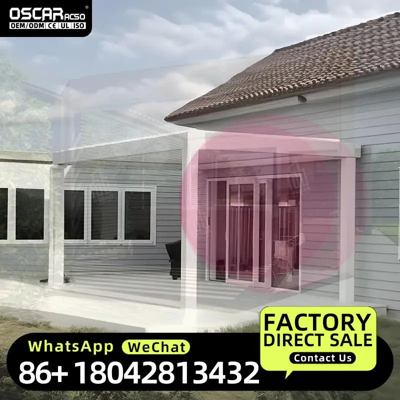 4X4 Meter High Wind Resistance Garden Decor Aluminum Frame Roller Screen Sun Shade for Backyard Patio Balcony Pergola