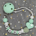 Free Custom Personalized Name Pacifier Clips Handmade Beech Wood Chain Silicone Crown Holder Soother Baby Teething Toy Chew Gift