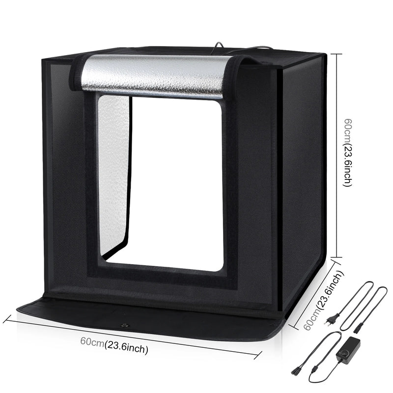 PULUZ 60cm Photo Studio Box Portable Light Soft Box LED 5500K White Light Dimmable 36W Photography Tent Kit with 6 Backdrops