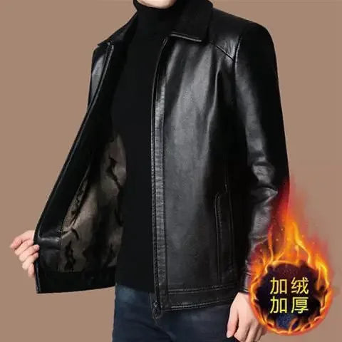 Faux Leather Men Jackets Coats Stand Collar Zipper Coat Solid Casual Regular Splice Simple Jacket Outerwear Autumn Winter