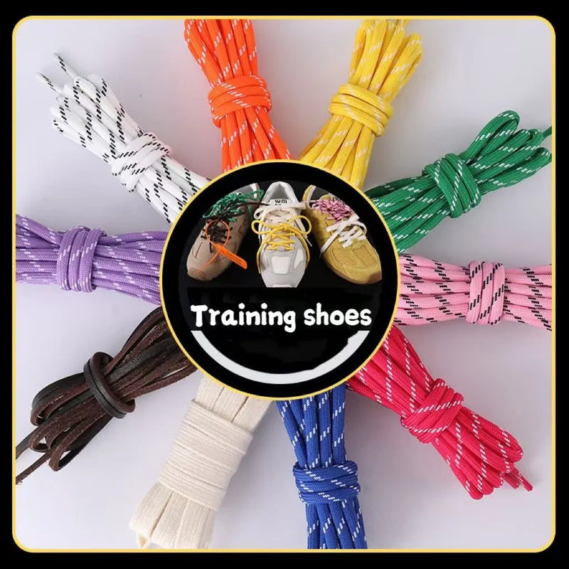 Length 100cm DIY Freedly Round Leather Colorful MIU Shoelaces Canvas Casual  Boots Shoe Laces Rope Shoestrings