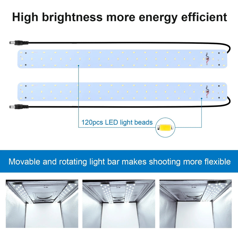 PULUZ 60cm Photo Studio Box Portable Light Soft Box LED 5500K White Light Dimmable 36W Photography Tent Kit with 6 Backdrops