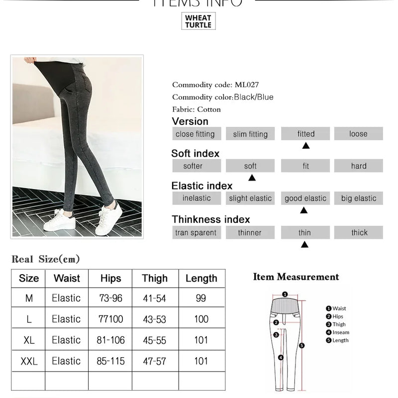 Maternity Pregnancy Skinny Trousers Jeans Pants Elastic Pregnant Women's Feet Stomach Lift  Stretch Denim