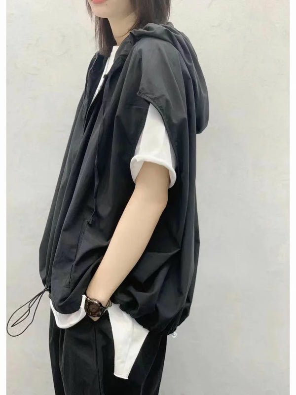 Men's Summer New Loose Thin Fashionable Vest Design Sense Top Hoodie Trendy Outerwear Casual Youthful Style Daily Wear