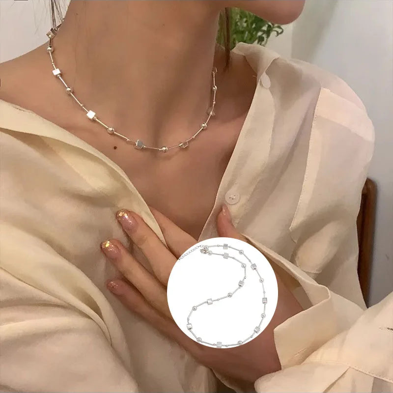 VENTFILLE 925 Sterling Silver Bead Geometry Necklace | SAMAG